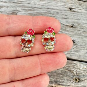 Dia De Las Muertas Earrings flower  Skeleton Earrings Day of the dead Earrings